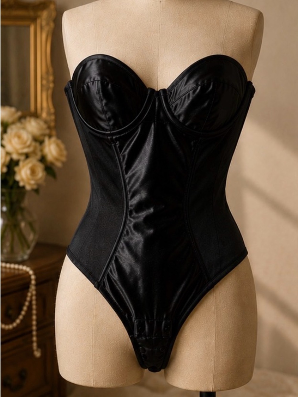 38B Classic Black Bustier Bodysuit